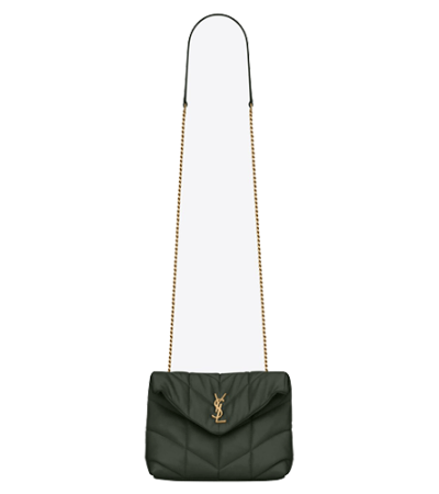 Saint Laurent puffer toy bag in quilted lambskin-deep green