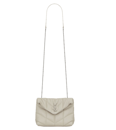 Saint Laurent puffer toy bag in quilted lambskin-white