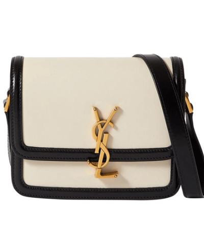 SAINT LAURENT Smooth Calfskin Small Solferino Satchel Cream/Black