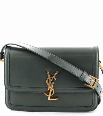 SAINT LAURENT Smooth Calfskin Small Solferino Satchel green