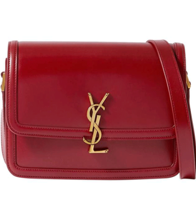 SAINT LAURENT Smooth Calfskin Small Solferino Satchel red