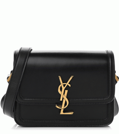 SAINT LAURENT Smooth Calfskin Small Solferino Satchel Black