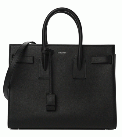 SAINT LAURENT Grained Calfskin Small Sac De Jour Black