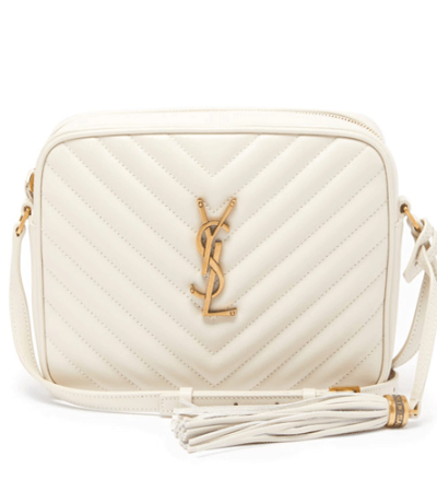 SAINT LAURENT Calfskin Matelasse Monogram Lou Camera Bag white