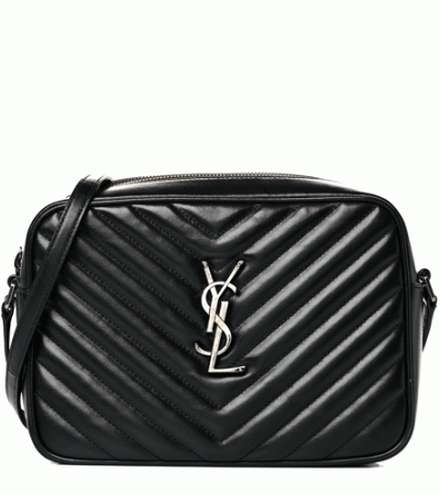 SAINT LAURENT Calfskin Matelasse Monogram Lou Camera Bag Black