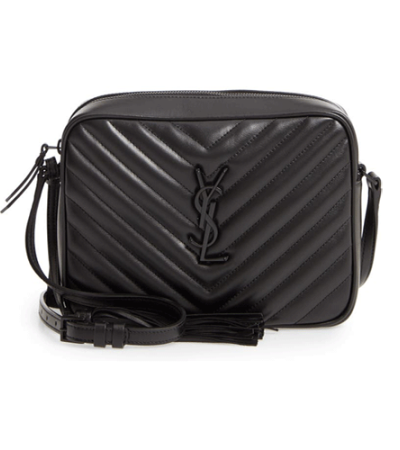 SAINT LAURENT Calfskin Matelasse Monogram Lou Camera Bag All Black