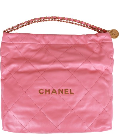 Chanel Small 22 Bag Pink Calfskin Gold Hardware