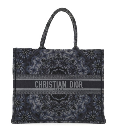 CHRISTIAN DIOR Canvas Embroidered Large KaleiDioroscopic Book Tote Blue