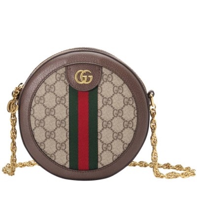 Gucci Ophidia mini GG round shoulder bag 550618 Dark Coffee