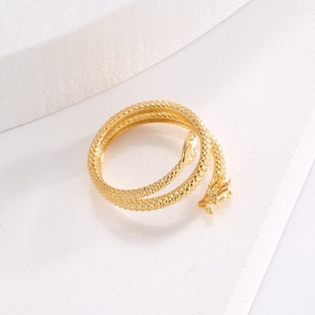 Dragon Motif Three-Layer Open Ring with Eco-Friendly Copper & Real Gold Plating