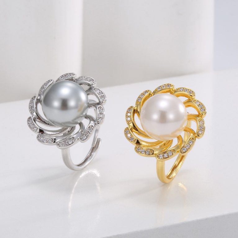 Eco-friendly Copper with Real Gold Plating + Elegant Luxury Open Pearl Ring